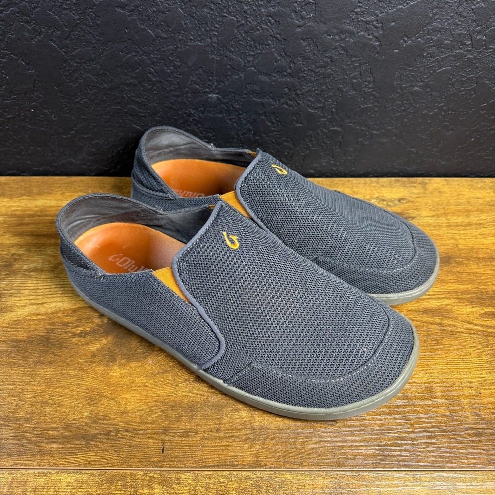 OluKai‎ Nohea Mesh 10188-4242 Charcoal Gray Textile Slip On Mens Size 10.5